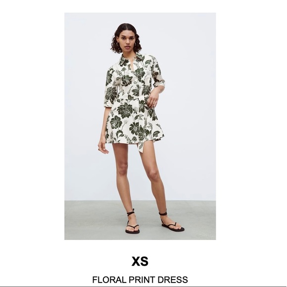 Zara Floral Print Dress - Khaki - Picture 5 of 5